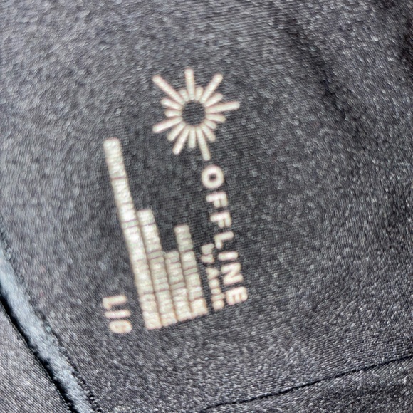 Aerie Offline Sz large Black Flared Leggings cross front pattern - Picture 2 of 2